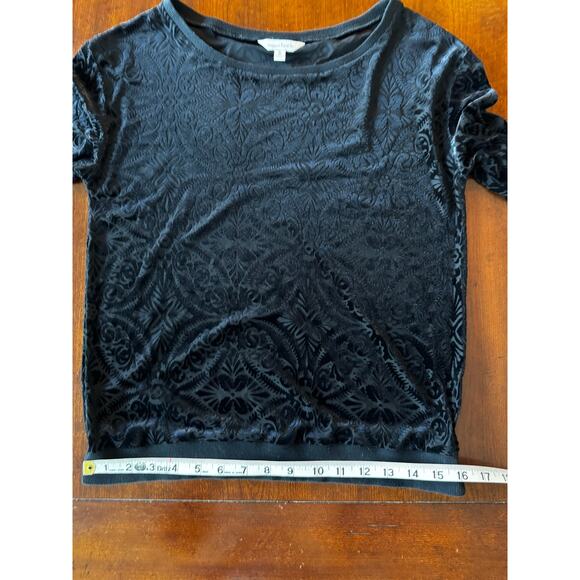 Charming Charlie Blouse Sz S Whimsigoth Black Floral Burnout Velvet Long Sleeve - Picture 4 of 5